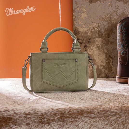 WG337-2003GN - Wrangler Embroidered Swirl Mini Satchel/ Crossbody - Green