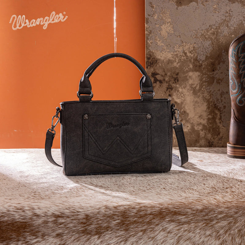 Load image into Gallery viewer, WG337-2003BK - Wrangler Embroidered Swirl Mini Satchel/ Crossbody - Black
