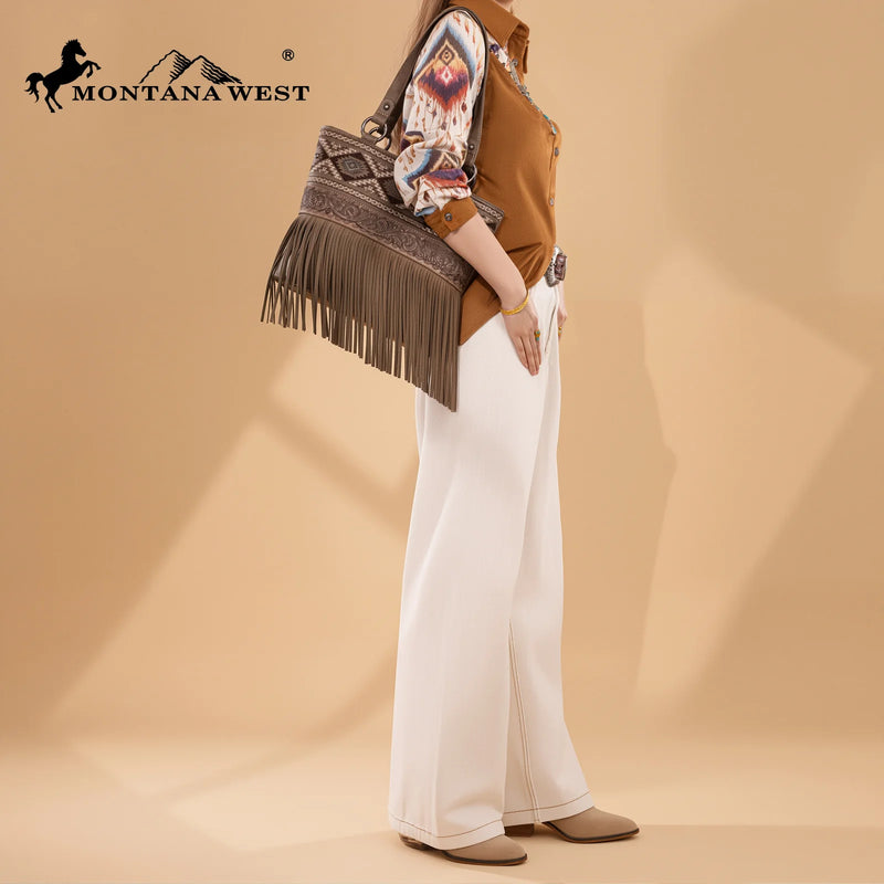 Load image into Gallery viewer, MW1330G-8317KH - Montana West Tooled/Embroidered Collection Concealed Carry Tote
