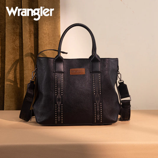 WG199-1824BK - Wrangler Carry-All Aztec Expandable Tote/Crossbody - Black