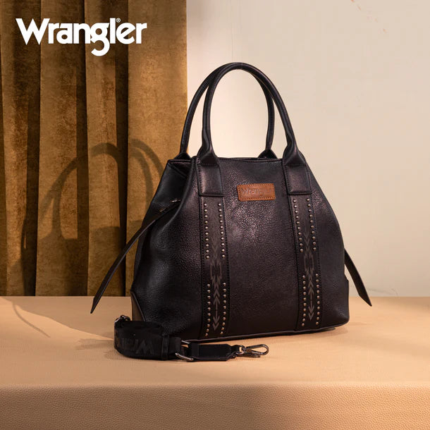 Load image into Gallery viewer, WG199-1824BK - Wrangler Carry-All Aztec Expandable Tote/Crossbody - Black
