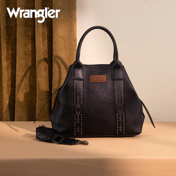 Load image into Gallery viewer, WG199-1824BK - Wrangler Carry-All Aztec Expandable Tote/Crossbody - Black
