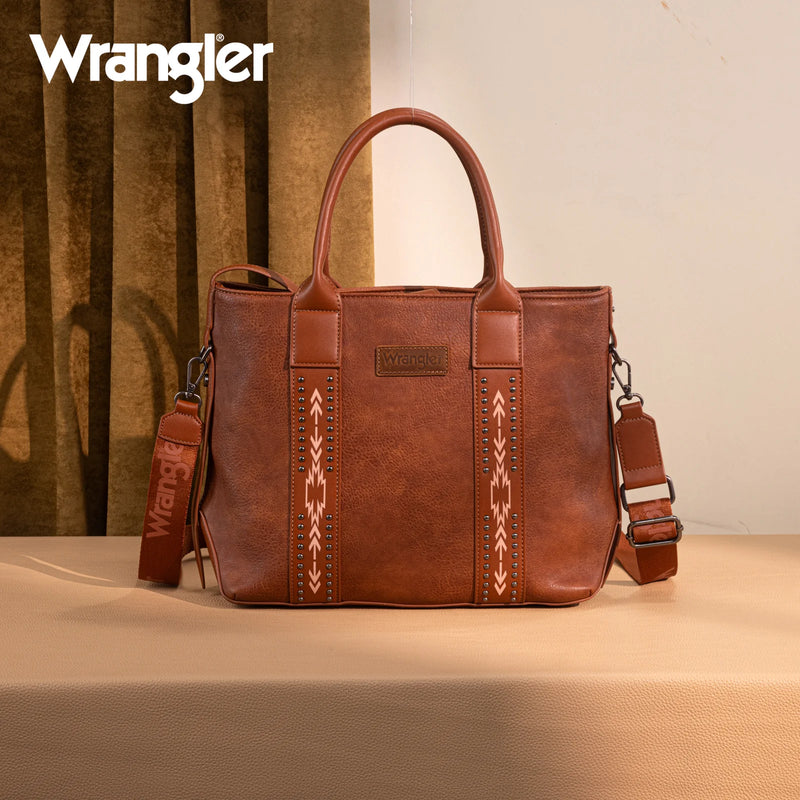 Load image into Gallery viewer, WG199-1824BR - Wrangler Carry-All Aztec Expandable Tote/Crossbody - Brown
