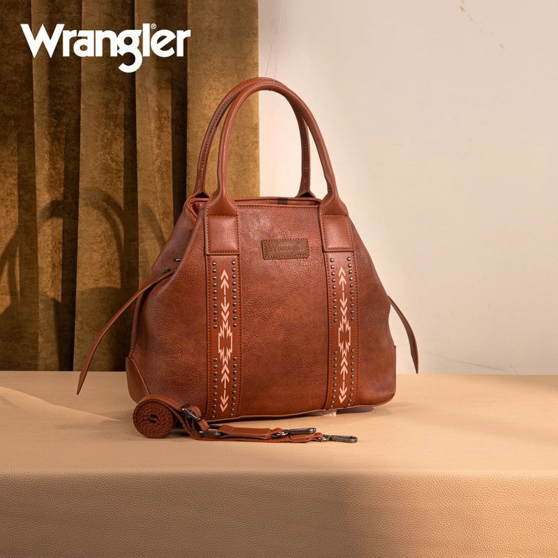 Load image into Gallery viewer, WG199-1824BR - Wrangler Carry-All Aztec Expandable Tote/Crossbody - Brown
