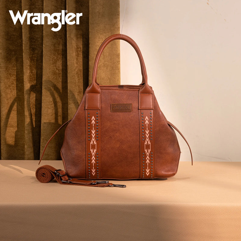 Load image into Gallery viewer, WG199-1824BR - Wrangler Carry-All Aztec Expandable Tote/Crossbody - Brown
