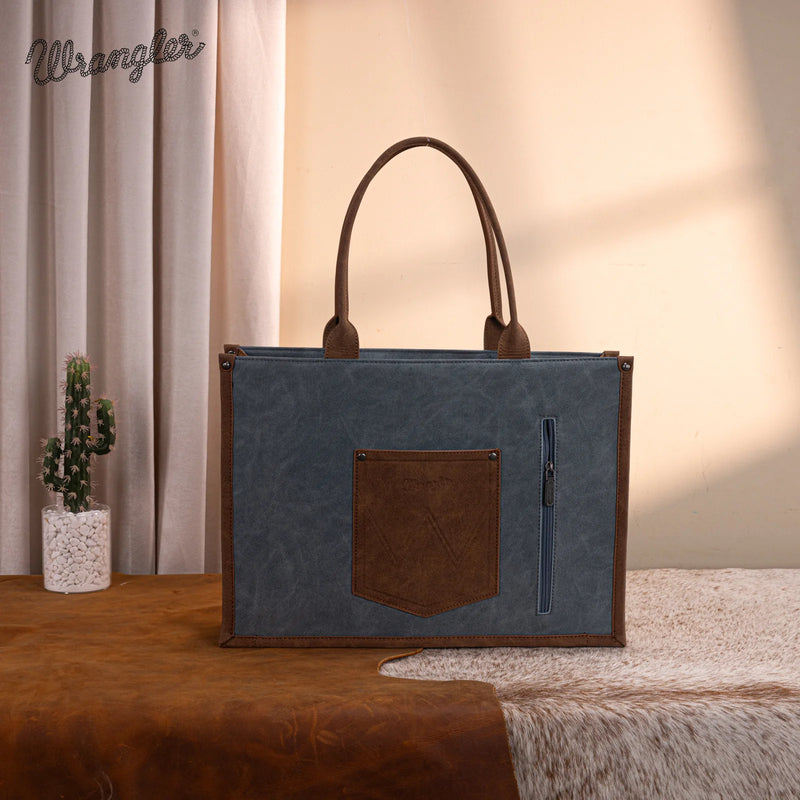 Load image into Gallery viewer, WG250G-8119JN - Wrangler Buckle Concealed Carry Large Tote - Jean
