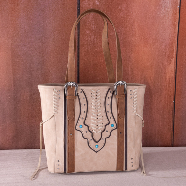 Load image into Gallery viewer, MW1280G-8317TN - Montana West Buckle Collection Concealed Carry Tote
