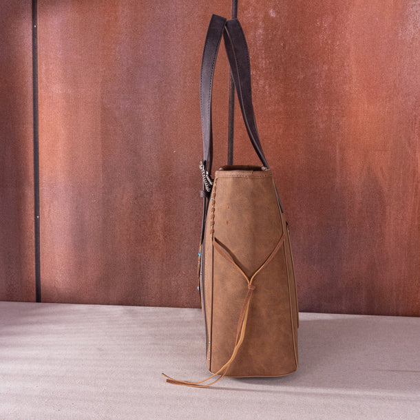 Load image into Gallery viewer, MW1280G-8317BR - Montana West Buckle Collection Concealed Carry Tote

