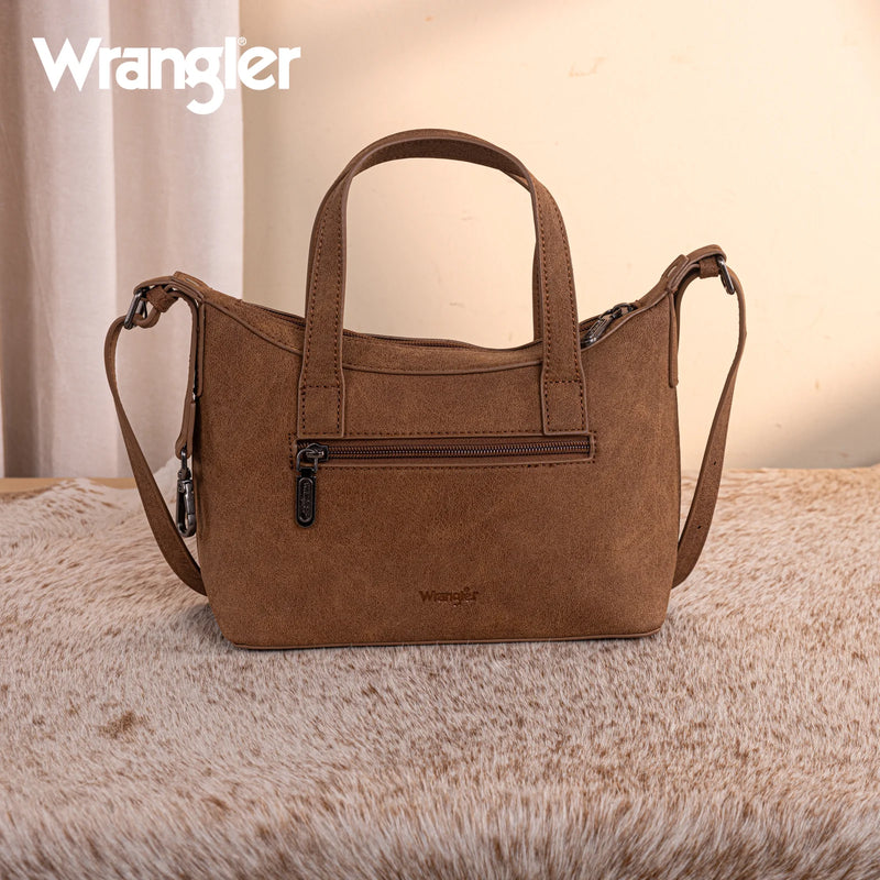 Load image into Gallery viewer, WG226-8605BR - Wrangler Tooled Aztec Pattern Print Tote/Crossbody
