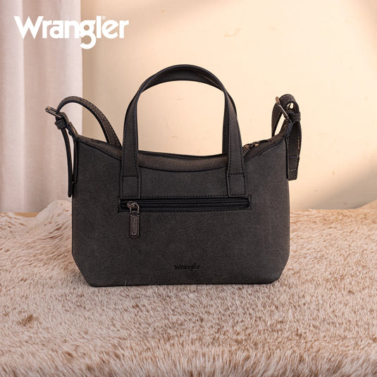WG226-8605BK - Wrangler Tooled Aztec Pattern Print Tote/Crossbody -Black