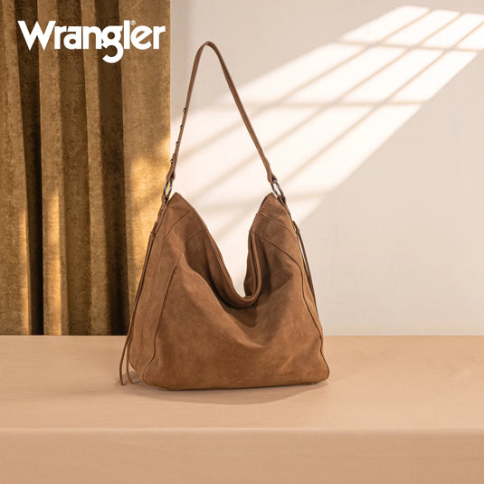 WG245-918BR - Wrangler Buckle Hobo/Crossbody Bag-Brown