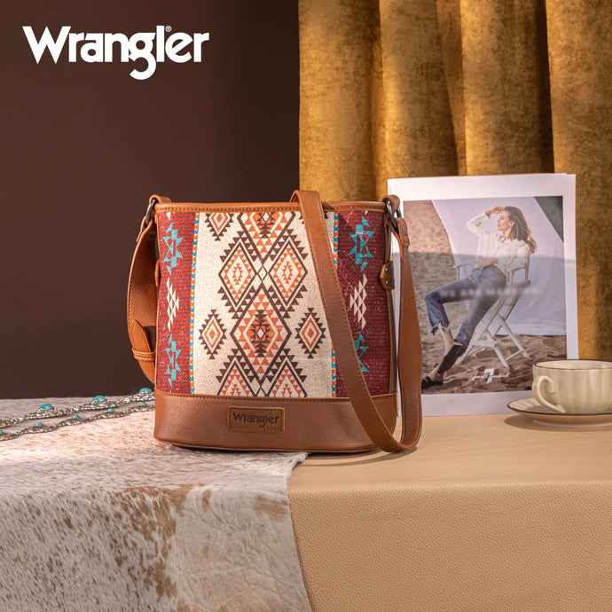 WG213-2003BR - Wrangler Aztec Distressed Print Concealed Carry Crossbody