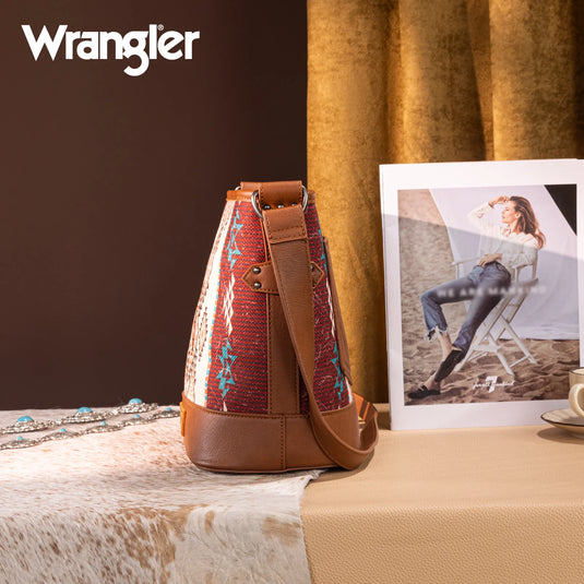 WG213-2003BR - Wrangler Aztec Distressed Print Concealed Carry Crossbody