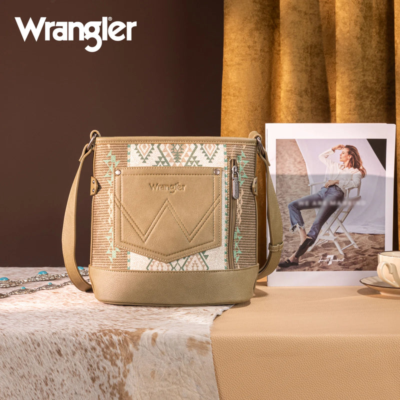 Load image into Gallery viewer, WG213-2003GN - Wrangler Aztec Distressed Print Concealed Carry Crossbody
