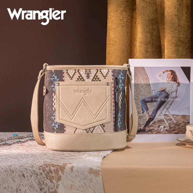 Load image into Gallery viewer, WG213-2003TN - Wrangler Aztec Distressed Print Concealed Carry Crossbody
