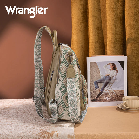 WG213-9110GN - Wrangler Aztec Print Backpack/Crossbody