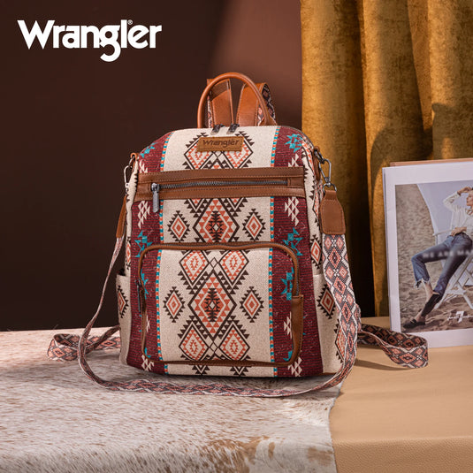 WG213-9110BR - Wrangler Aztec Print Backpack/Crossbody