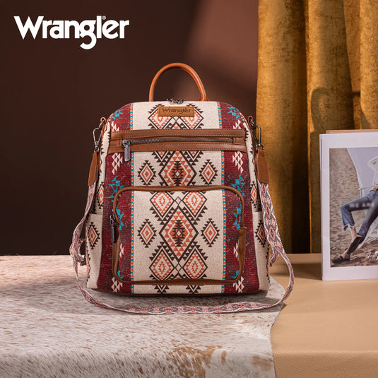 WG213-9110BR - Wrangler Aztec Print Backpack/Crossbody
