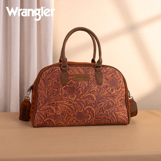 WG277-5110BR - Wrangler Vintage Floral Printed Duffle Bag - Brown