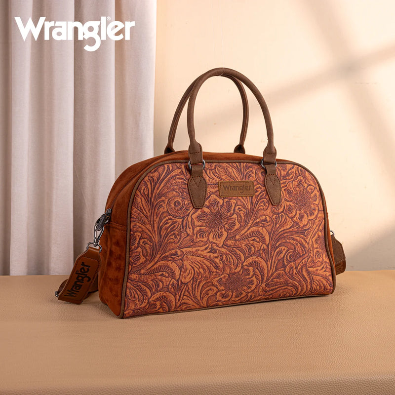Load image into Gallery viewer, WG277-5110BR - Wrangler Vintage Floral Printed Duffle Bag - Brown
