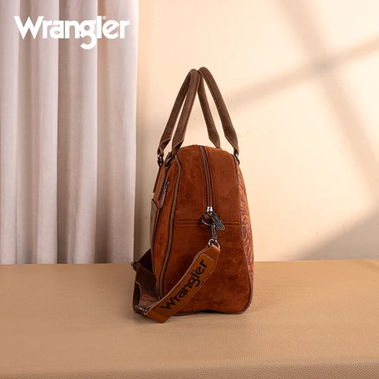 WG277-5110BR - Wrangler Vintage Floral Printed Duffle Bag - Brown