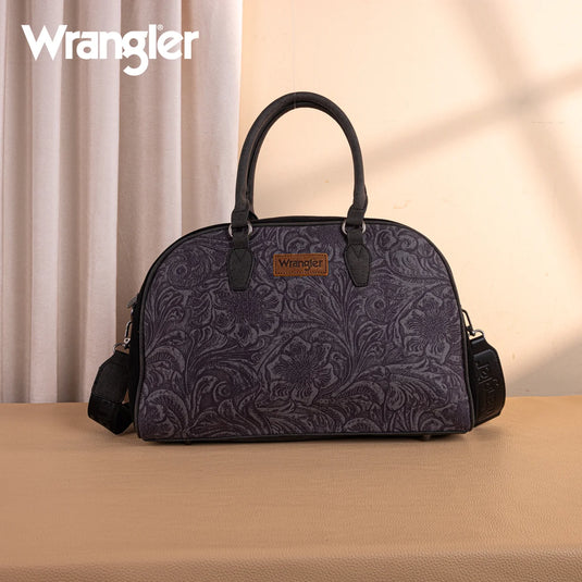WG277-5110BK - Wrangler Vintage Floral Printed Duffle Bag - Black