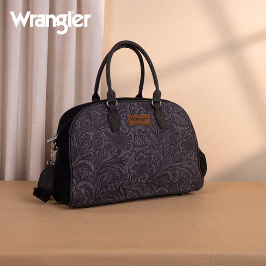 WG277-5110BK - Wrangler Vintage Floral Printed Duffle Bag - Black