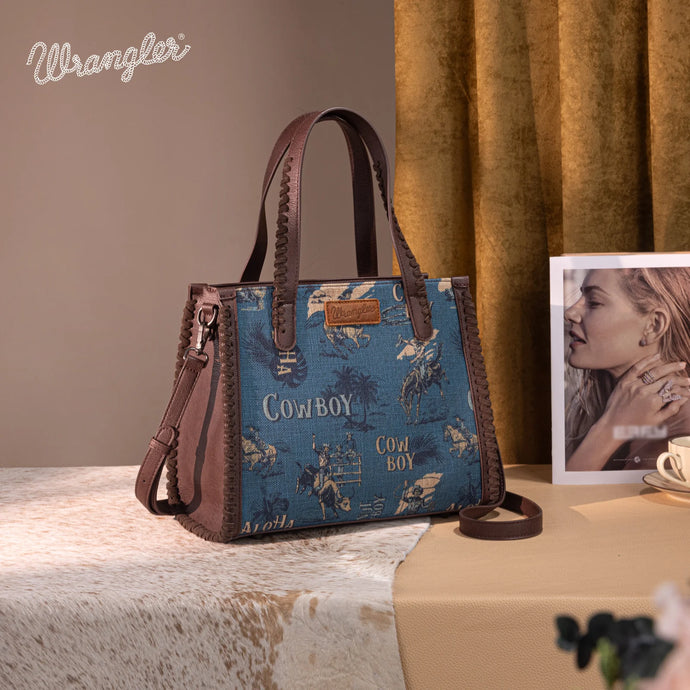 WG60G-8317JN - Wrangler Vintage Retro Cowboy Print Concealed Carry Satchel/Crossbody