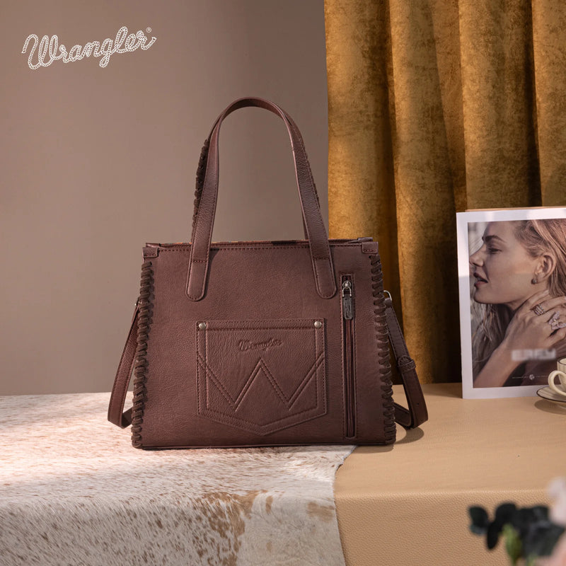 Load image into Gallery viewer, WG60G-8317DBR - Wrangler Vintage Retro Cowboy Print Concealed Carry Satchel/Crossbody
