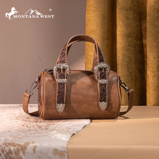 MW1338-8802LCF - Montana West Western Tooled Mini Barrel Crossbody