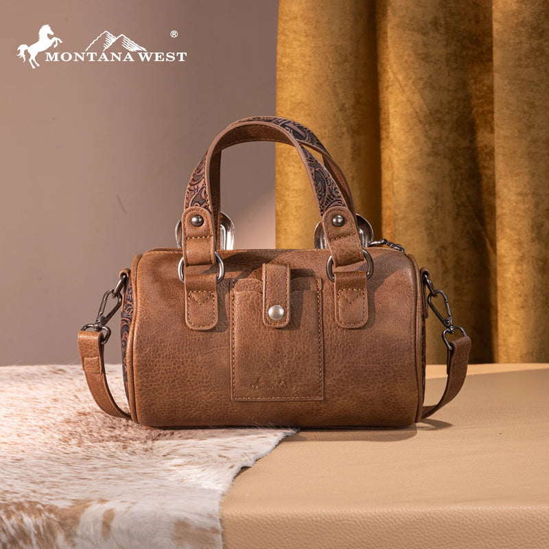 Load image into Gallery viewer, MW1338-8802LCF - Montana West Western Tooled Mini Barrel Crossbody
