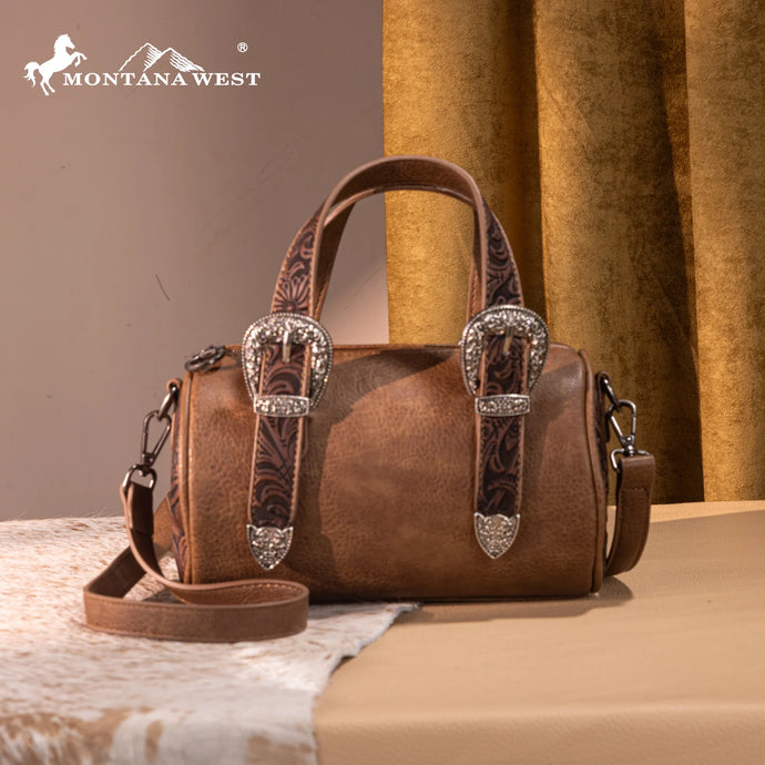 MW1338-8802LCF - Montana West Western Tooled Mini Barrel Crossbody