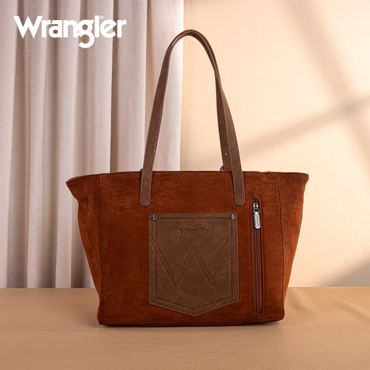 WG277-2002BR - Wrangler Vintage Floral Printed Large Tote Bag - Brown