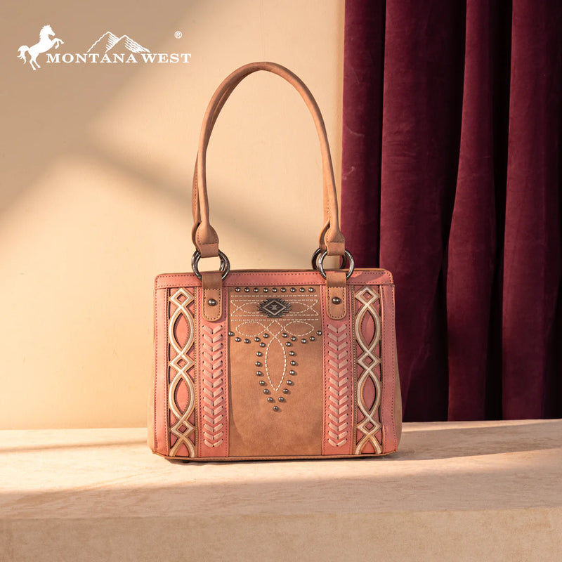 Load image into Gallery viewer, MW1325G-8317PK - Montana West Cut-Out Embroidered Concealed Carry Tote - Pink
