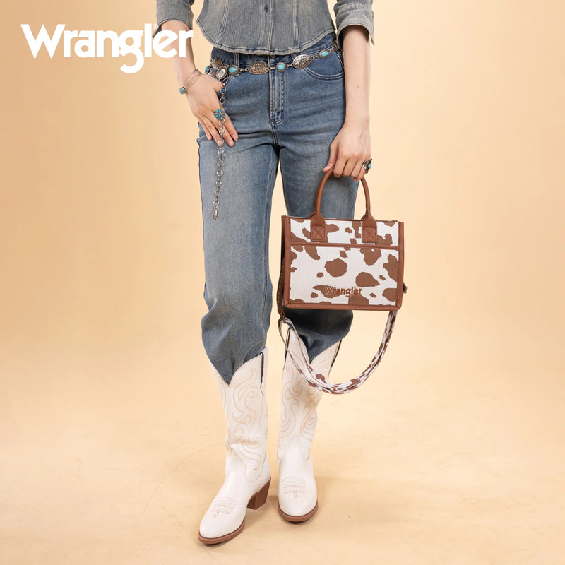 Load image into Gallery viewer, WG301-8120SBR - Wrangler Cow Print Tote/ Crossbody
