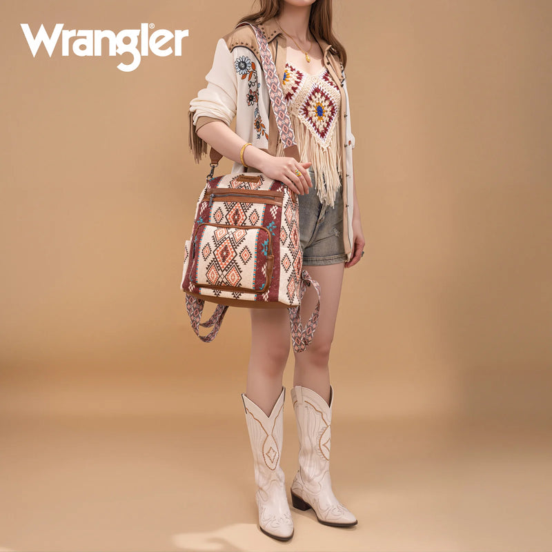 Load image into Gallery viewer, WG213-9110BR - Wrangler Aztec Print Backpack/Crossbody
