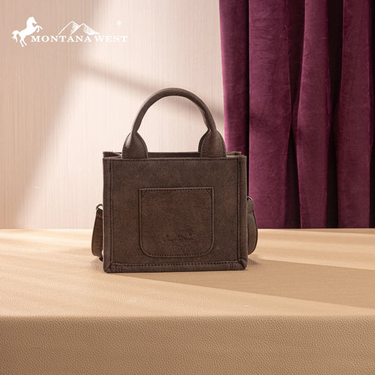 MW1352-8121CF - Montana West Western Embroidered Mini Tote Crossbody - Coffee