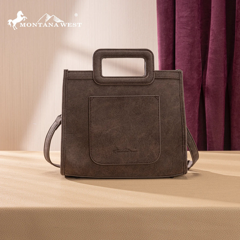 Load image into Gallery viewer, MW1352-8122CF - Montana West Western Embroidered Top Handle Tote Crossbody - Coffee
