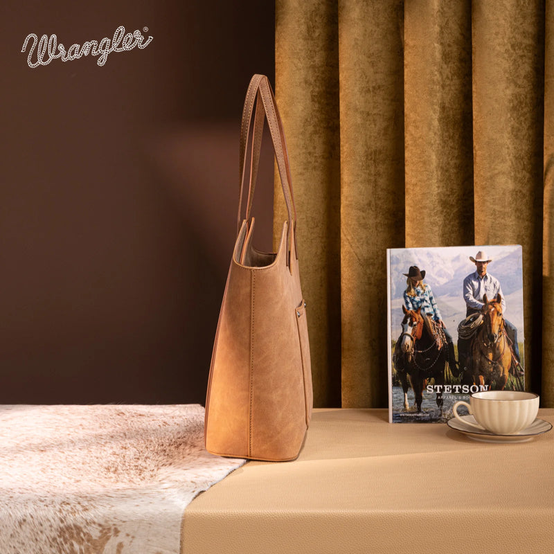 Load image into Gallery viewer, WG218-8250BR - Wrangler Aztec Embroidered Tote Bag - Brown
