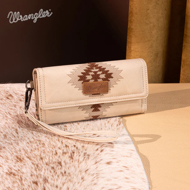 Load image into Gallery viewer, WG218-W068BG - Wrangler Aztec Embroidered Wallet/Wristlet - Beige
