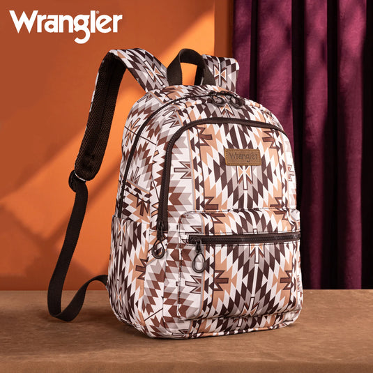 WG2206-9110BR - Wrangler Aztec Print Backpack - Brown