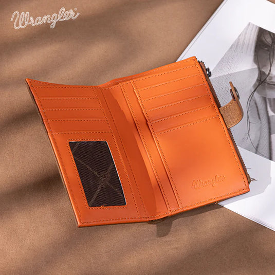 WG162-W0333BR - Wrangler Card Holder Bi-Fold Wallet - Brown