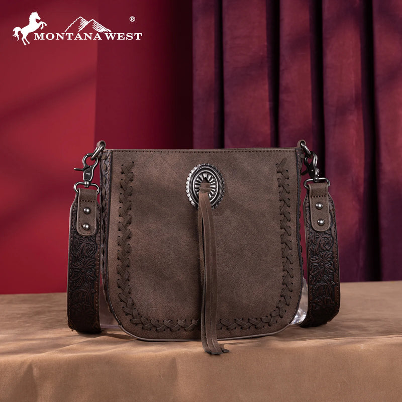 Load image into Gallery viewer, MW1329-8360CF - Montana West Tooled Collection Crossbody -Coffee
