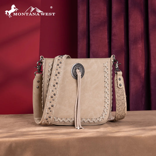 MW1329-8360TN - Montana West Tooled Collection Crossbody -Tan