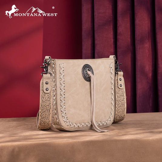 MW1329-8360TN - Montana West Tooled Collection Crossbody -Tan