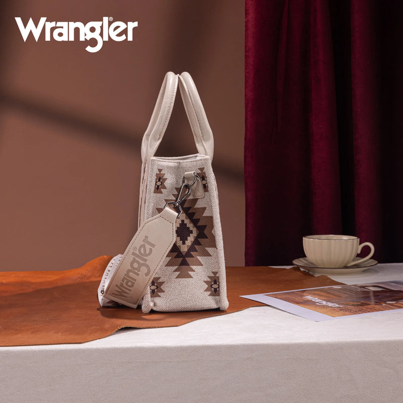 Load image into Gallery viewer, WG226-8120SBG - Wrangler Aztec Pattern Dual Sided Print - Tote/Crossbody - Beige
