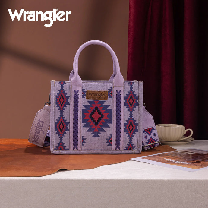 WG226-8120SPP - Wrangler Aztec Pattern Dual Sided Print - Tote/Crossbody - Purple