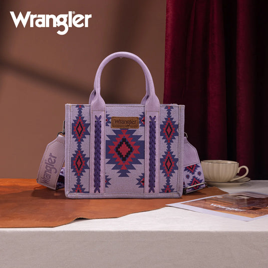 WG226-8120SPP - Wrangler Aztec Pattern Dual Sided Print - Tote/Crossbody - Purple