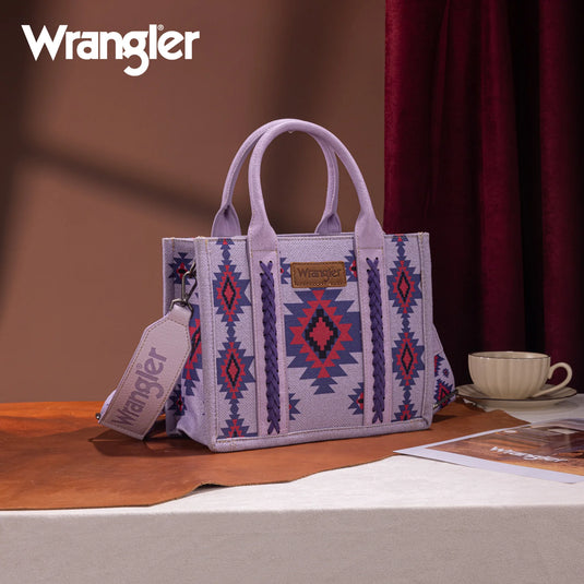 WG226-8120SPP - Wrangler Aztec Pattern Dual Sided Print - Tote/Crossbody - Purple