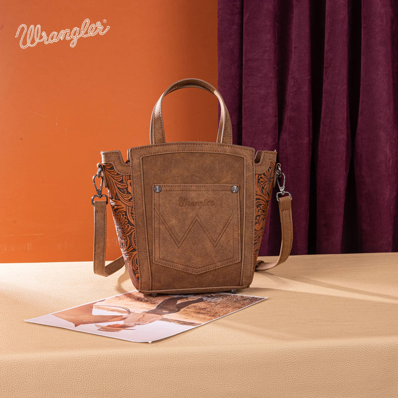 Load image into Gallery viewer, WG252-8014BR - Wrangler Genuine Hair-On Cowhide Tote/Crossbody - Brown
